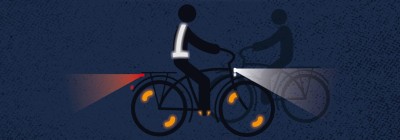 un dessin d'un vélo avec des lumières dans la nuit