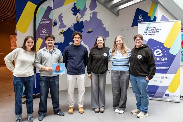 From the left : The three Irish students Hailey , Emma and Gwenna following by Glen, UBS EMERGE ambassador and the president of the association Ma Bro Ma Breizh.